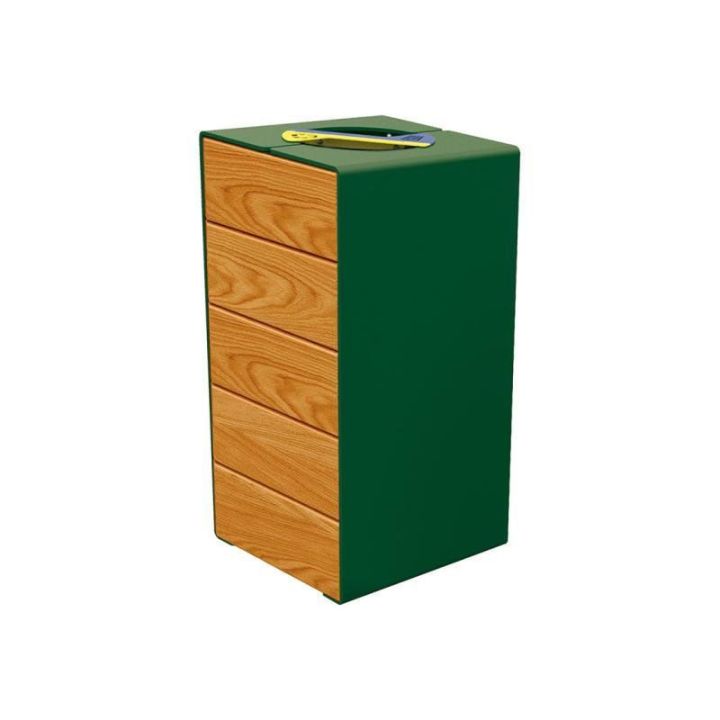 Poubelle de tri sélectif KUB en acier et bois