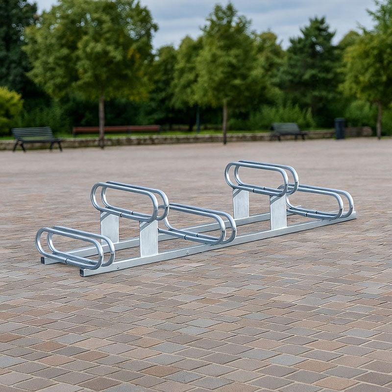 rack vélos 5 places en acier galvanisé à emplacements décalés