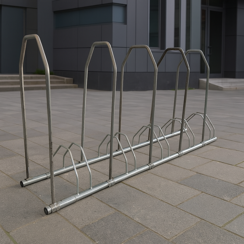 Rack à vélos 5 places avec arceaux en situation