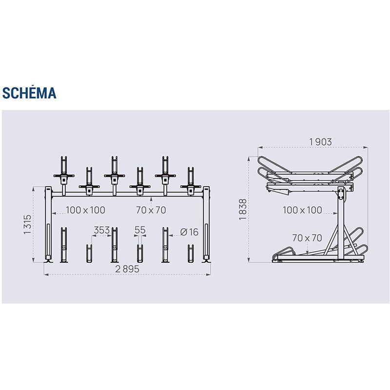 Support vélos à 2 étages Horizon