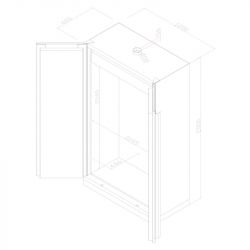 Shéma Armoire haute pour batterie lithium haute 2 porte - Larg 1200 mm