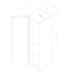 Schéma armoire pour batterie lithium haute 1 porte - Larg 595 mm
