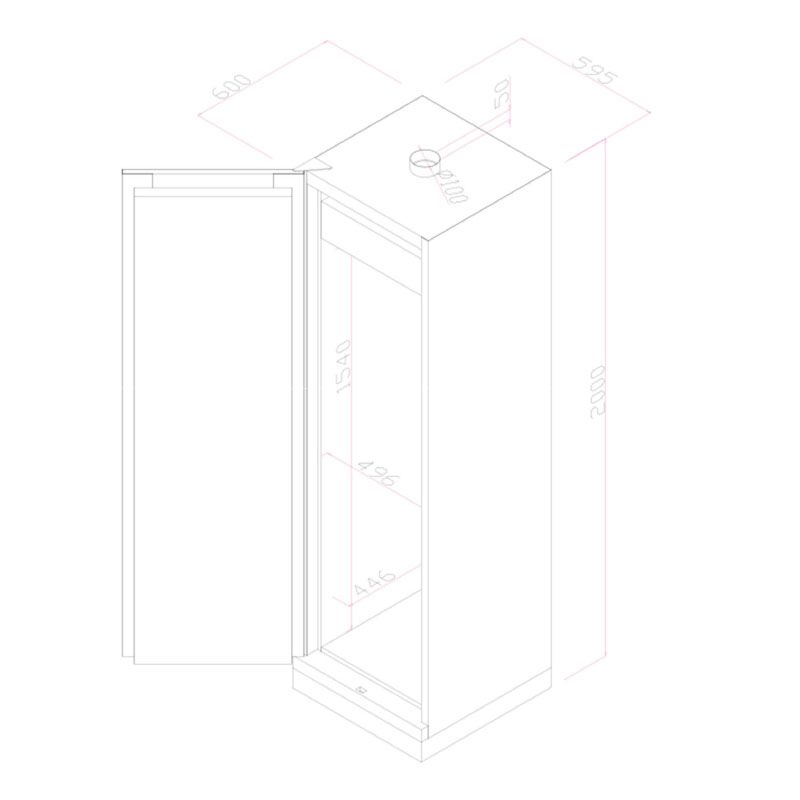 Schéma armoire pour batterie lithium haute 1 porte - Larg 595 mm