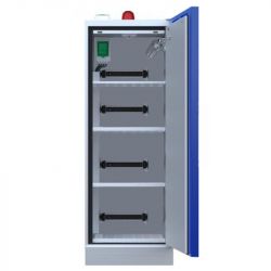 Armoire pour batterie lithium avec extincteur et alarme haute 1 porte - Larg 895 mm ouverte