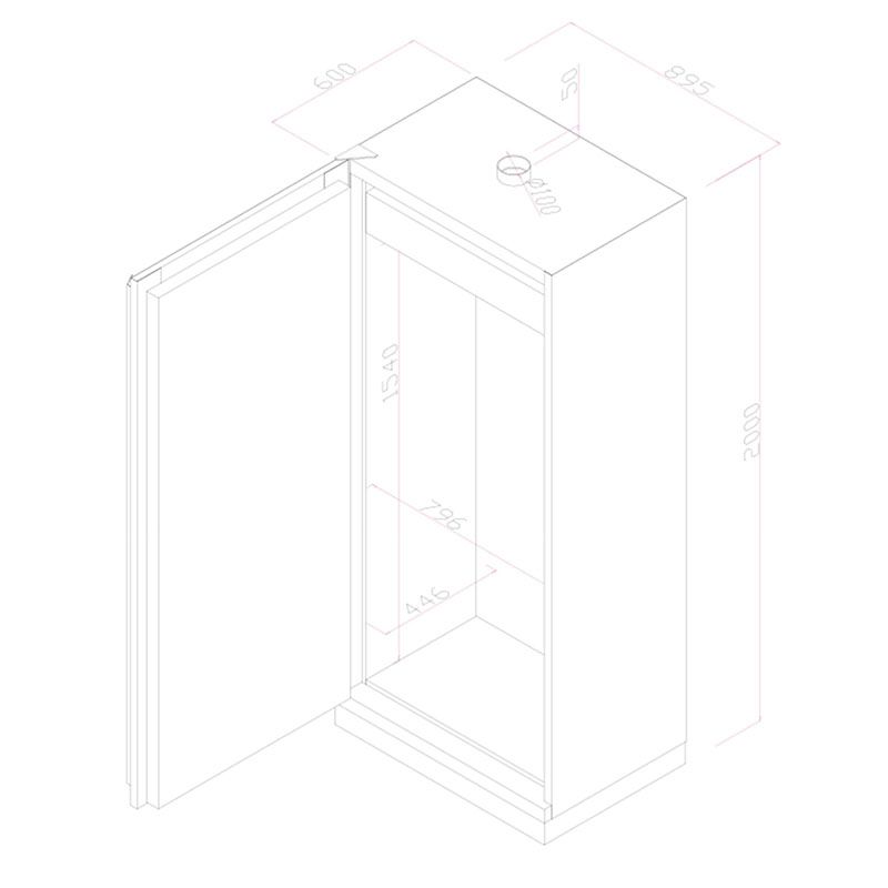 Armoire pour batterie lithium haute 1 porte - Larg 895 mm shéma