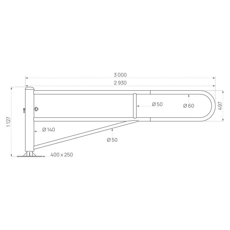 Barrière tournante longueur 3 mètres schéma