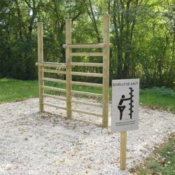 photo échelle de saut avec panneau