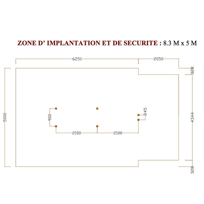 Zone d'implantation Échelle de suspension inclinée