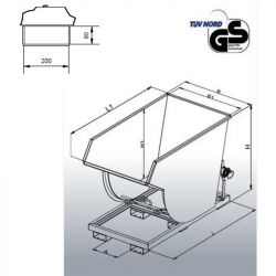 Benne basculante grand volume avec angle de basculement dérouleur schéma