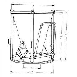 Benne à béton à fond ouvrant