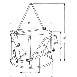 Benne à béton surbaissée schéma