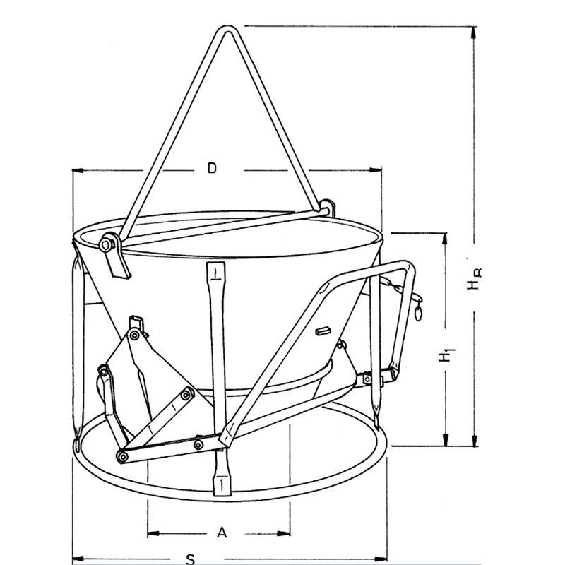 Benne à béton surbaissée schéma
