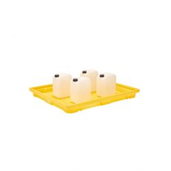 bac de récupération jaune avec bidons