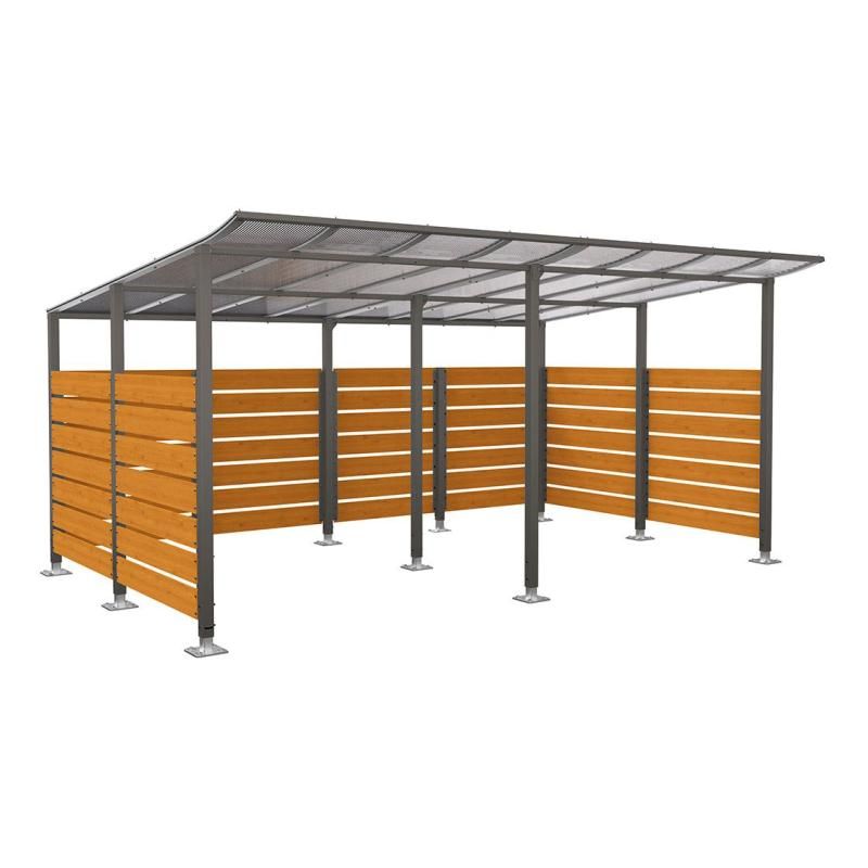 Abri vélos Modulo en stratifié compact sur platines