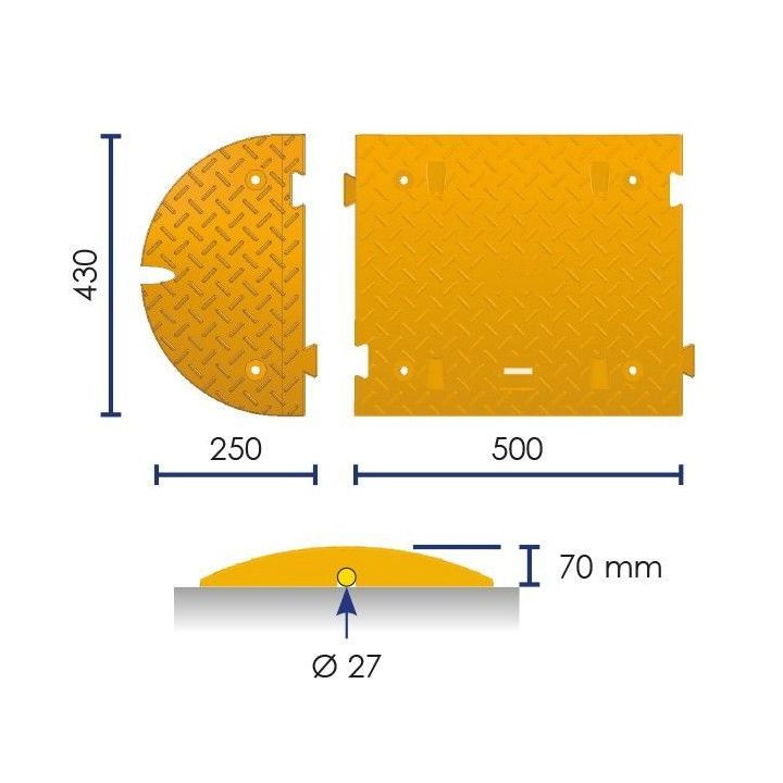 dimensions Ralentisseur modulable à LED 2500 mm