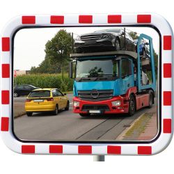 Miroir routier en acrylique avec cadre rouge et blanc  | Miroirs de sécurité