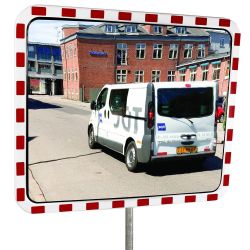 Miroir de sécurité en inox - cadre rouge et blanc  | Miroirs de sécurité