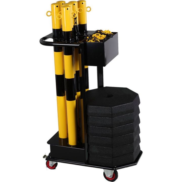 Chariot avec kit de poteaux acier et chaîne | Protection des entrepôts