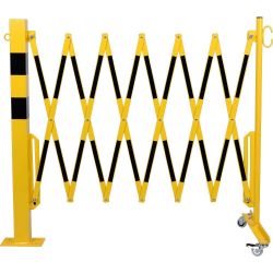 Barrière extensible avec poteau et roues | Barrière de sécurité | Barrière et poteau de Sécurité