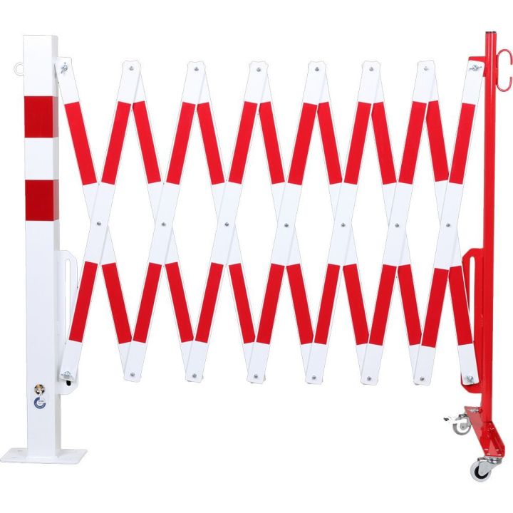Barrière extensible avec poteau et roues | Barrière de sécurité | Barrière et poteau de Sécurité