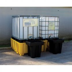 Palette de rétention plastique sans caillebotis pour 2 IBC | Bac de rétention plastique