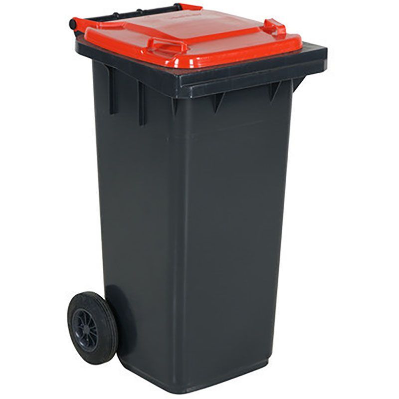 Conteneur à déchets 120L  - Couvercle rouge | Conteneur Poubelle sur roues