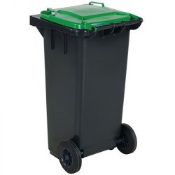 Conteneur à déchets 120L  - Couvercle vert | Conteneur Poubelle sur roues
