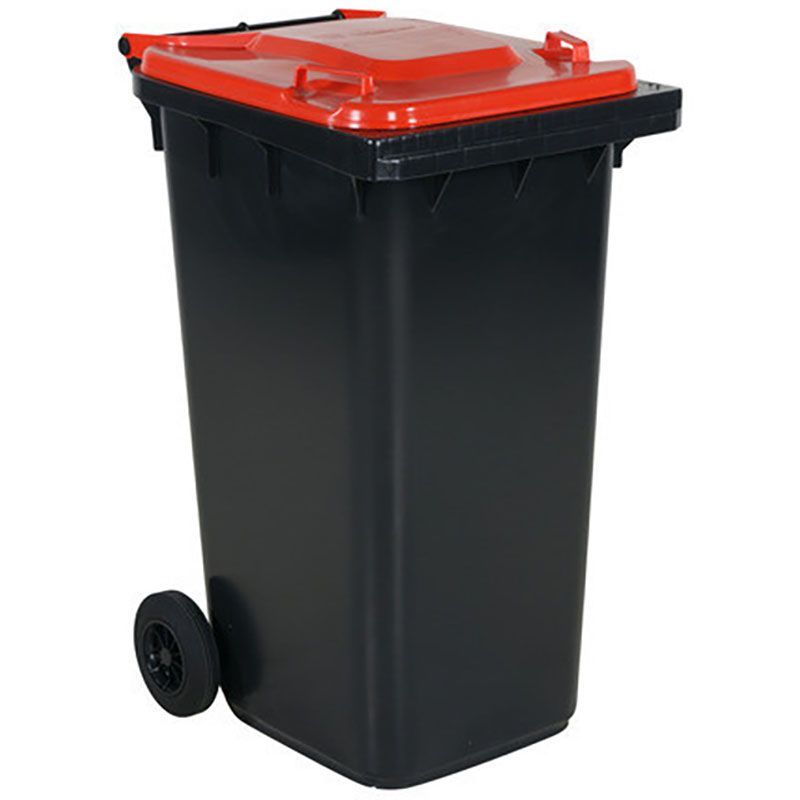 Conteneur à déchets 240 litre - Couvercle rouge | Conteneur Poubelle sur roues