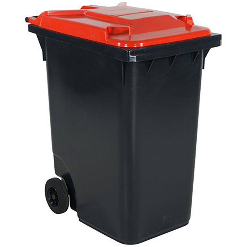 Conteneur à déchets 360 litre - Couvercle rouge | Conteneur Poubelle sur roues