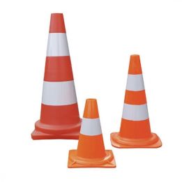 Cône de signalisation orange avec enrouleur à sangle et bandes réfléchissantes Classe 1
