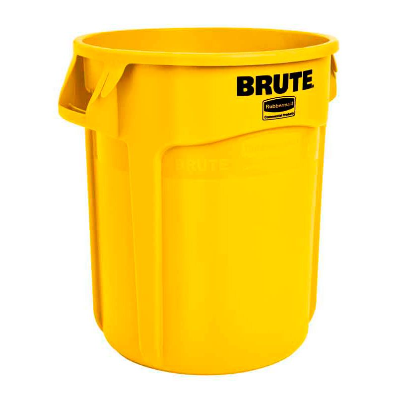 Conteneur Brute 75 L avec conduits d'aération jaune.