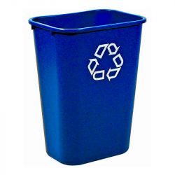 Poubelle de tri sélectif Rubbermaid bleu symbole de recyclage.