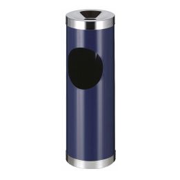 Poubelle cendrier ronde robuste bleu.