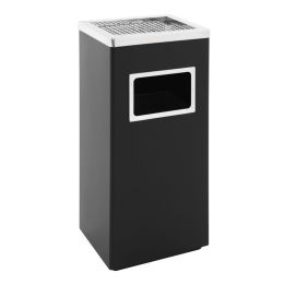 Poubelle cendrier 14 L noir inox.