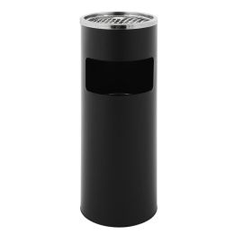 Poubelle cendrier ronde 12 L mat noir.
