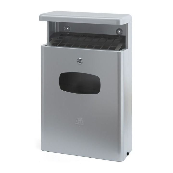 Poubelle avec auvent et cendrier gris 16 L.