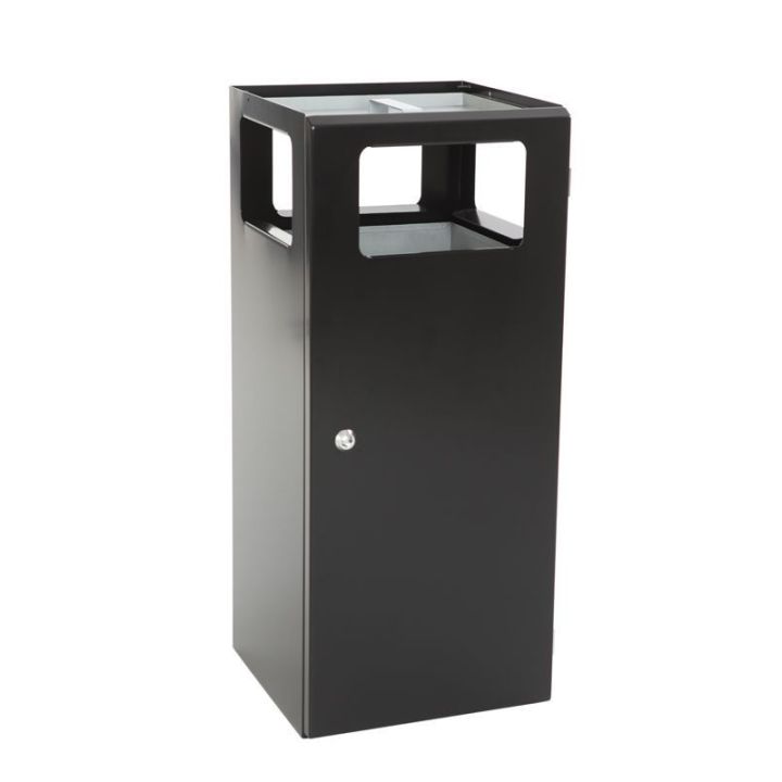 Poubelle cendrier pyramide robuste noir 70 L.