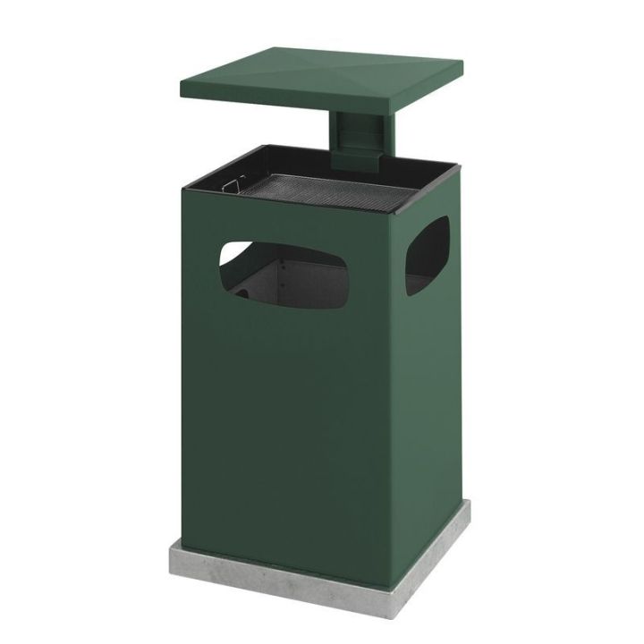 Poubelle cendrier couvercle amovible 80 L vert