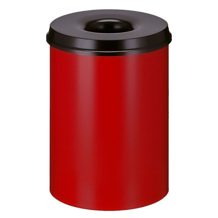 Poubelle anti-feu 30 L rouge noir.