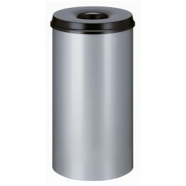 Poubelle anti-feu 50 L gris alu noir.