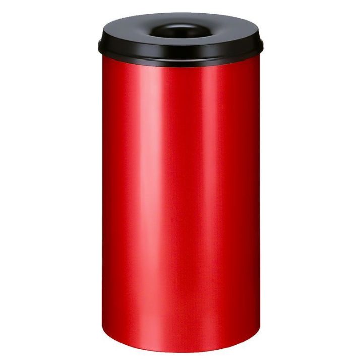 Poubelle anti-feu 50 L rouge noir.