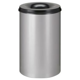 Poubelle anti-feu 110 L gris alu noir.