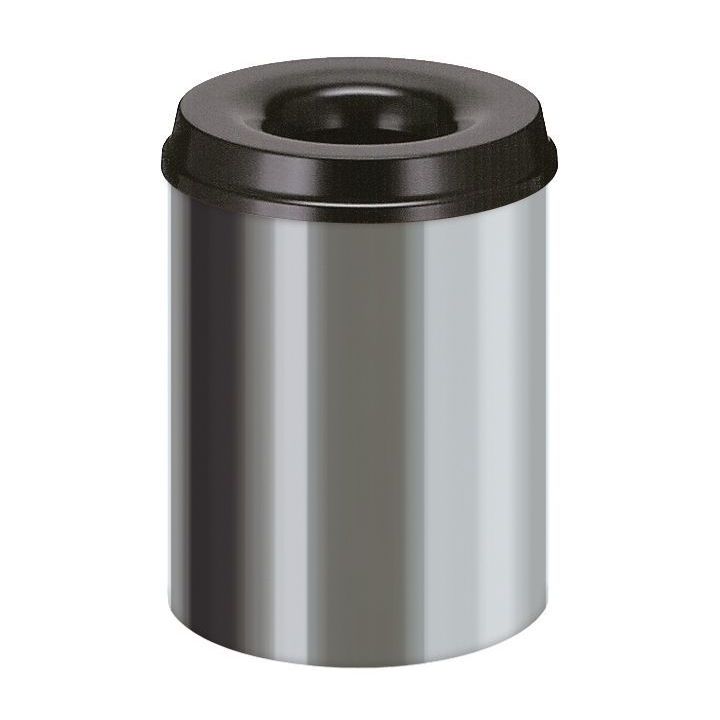 Poubelle anti-feu inox noir 15 L.