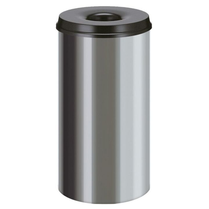 Poubelle anti-feu inox noir 50 L.