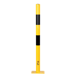 Poteau de protection rond acier sur platine jaune-noir