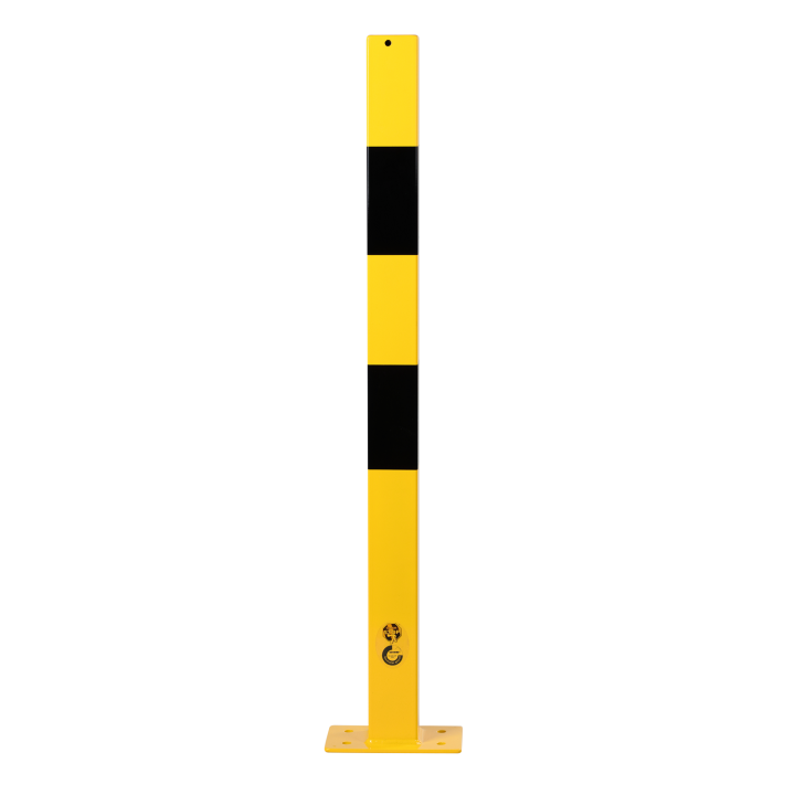 Poteau de protection carré en acier sur platine
