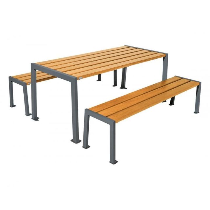 Table de pique-nique Silaos® gris procity chêne clair
