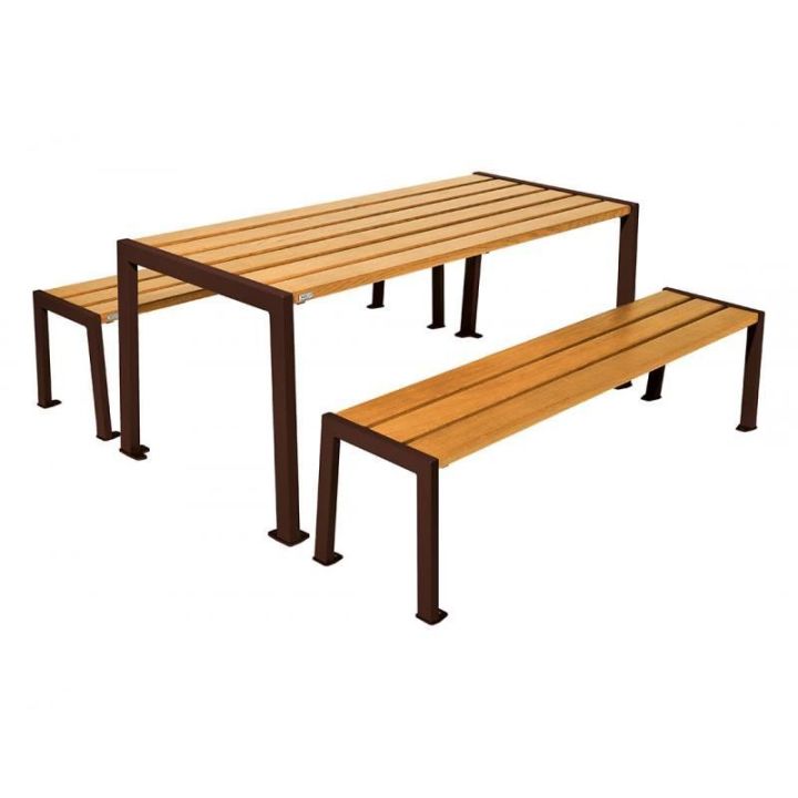 Table de pique-nique Silaos® brun RAL 8017 chêne clair