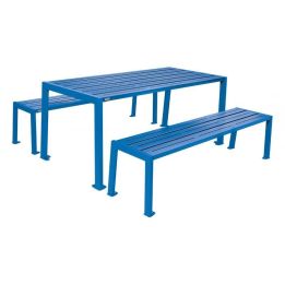 Table de pique-nique Silaos® acier bleu RAL 5010