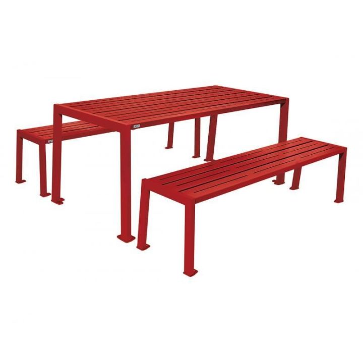 Table de pique-nique Silaos® acier rouge RAL 3004